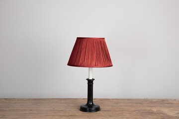 Max Rollitt Bespoke candlestick lamp with cardinal malabar lampshade