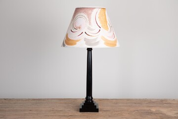 Max Rollitt Bespoke ebonised coloumn lamp with firle lampshade