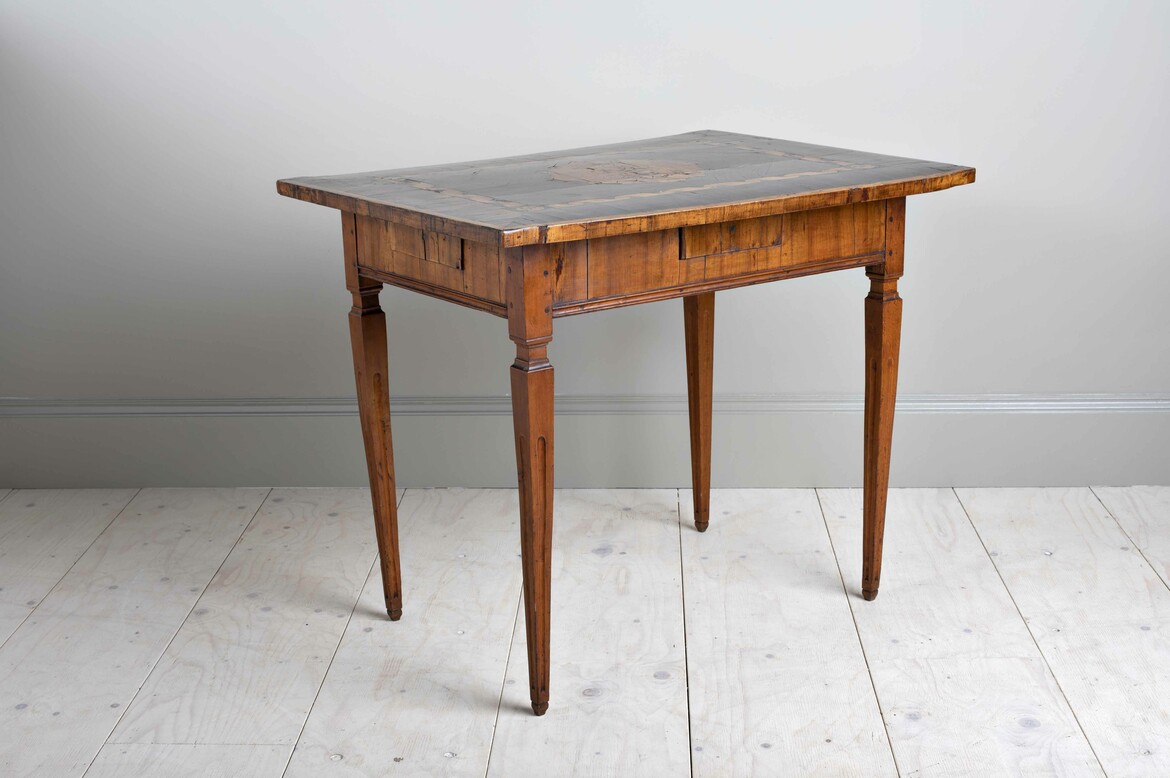 Max Rollitt antique Italian walnut marquetry table