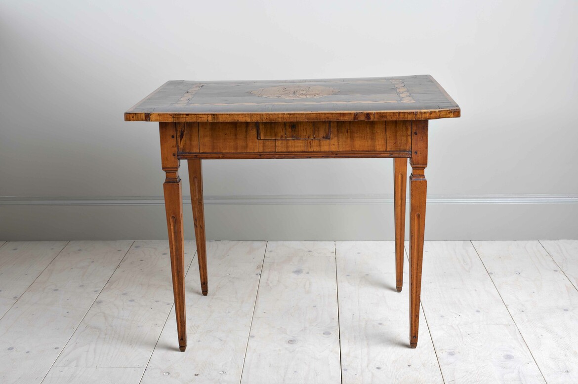 Max Rollitt antique Italian walnut marquetry table
