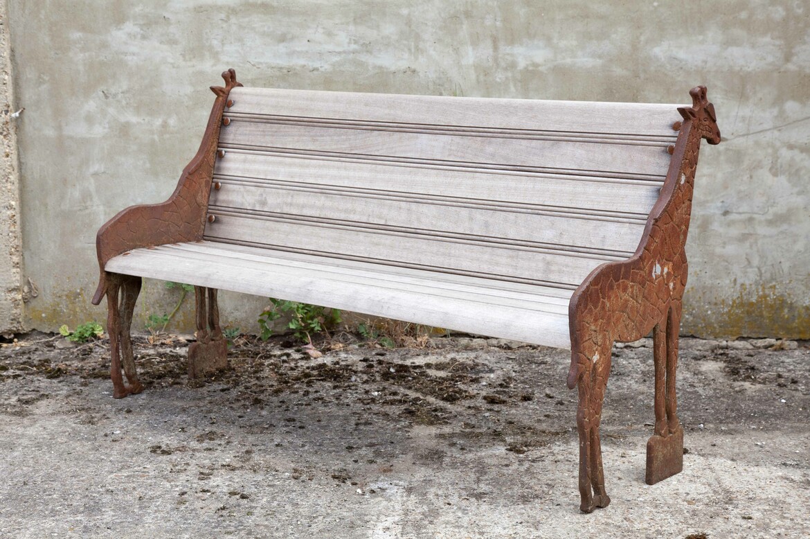 Max Rollitt antique giraffe garden bench