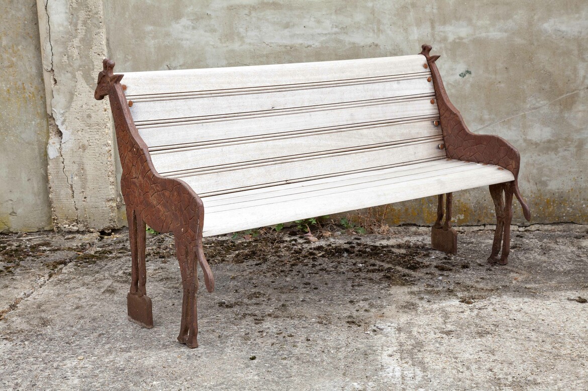 Max Rollitt antique giraffe garden bench