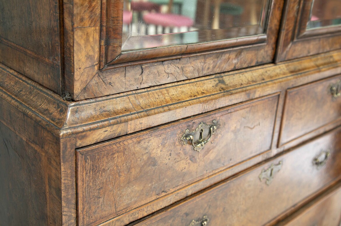Max Rollitt antique walnut cabinet on chest