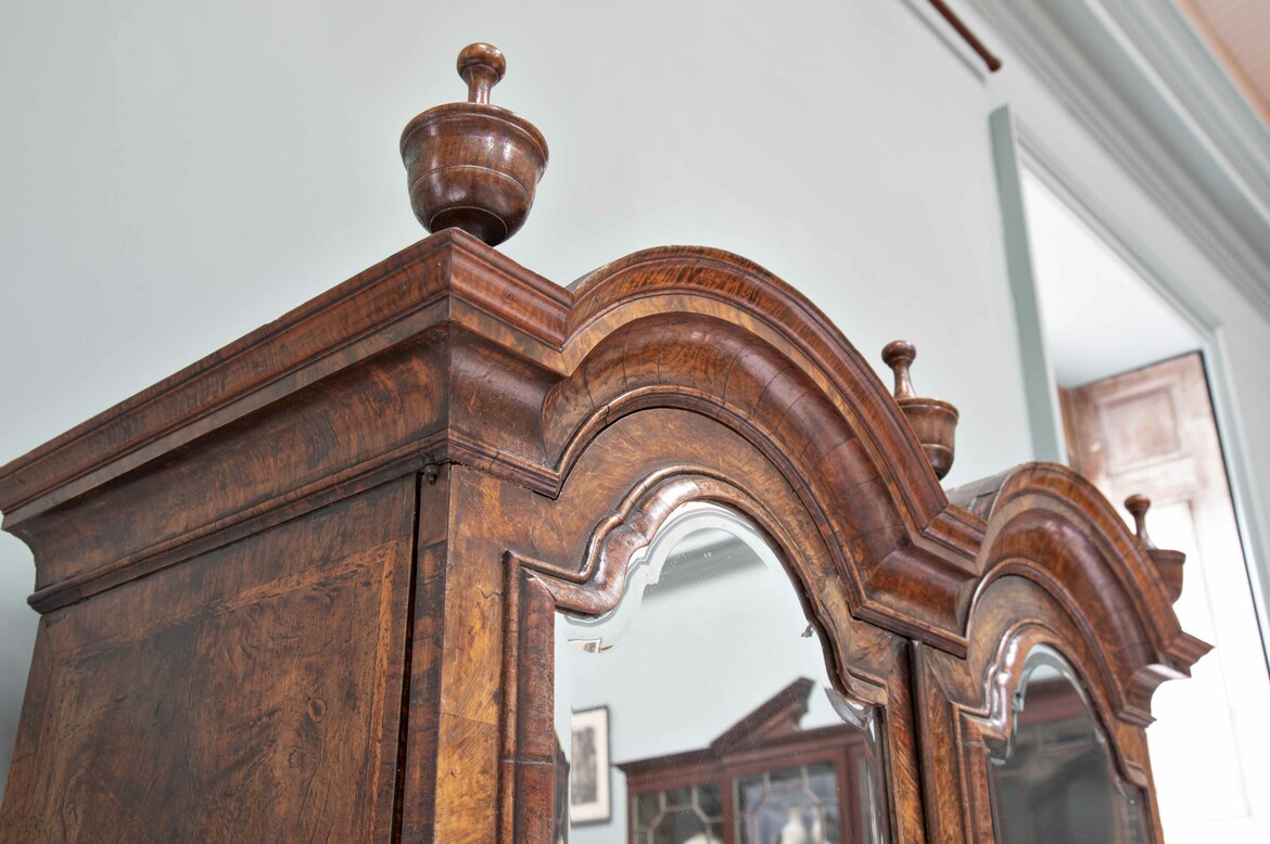 Max Rollitt antique walnut cabinet on chest