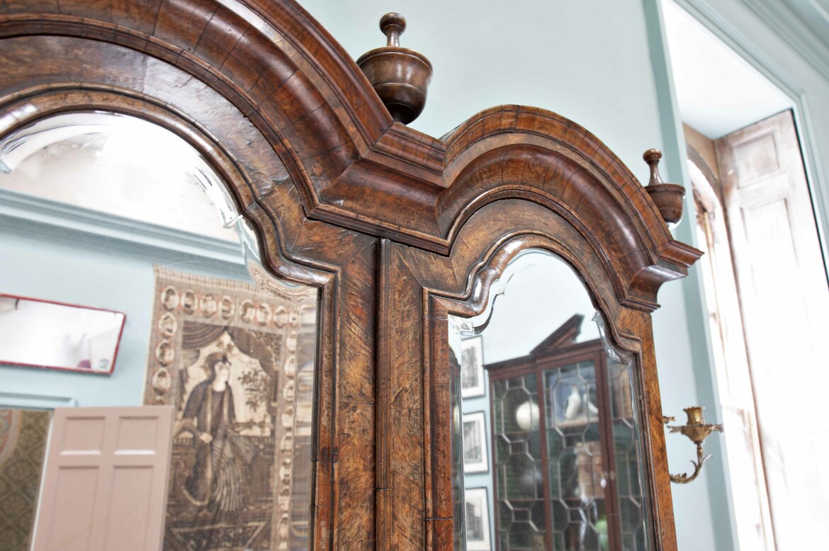 Max Rollitt antique walnut cabinet on chest