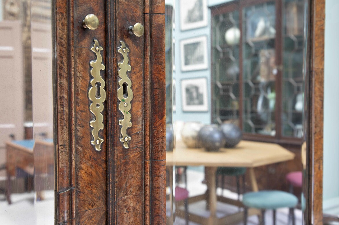 Max Rollitt antique walnut cabinet on chest