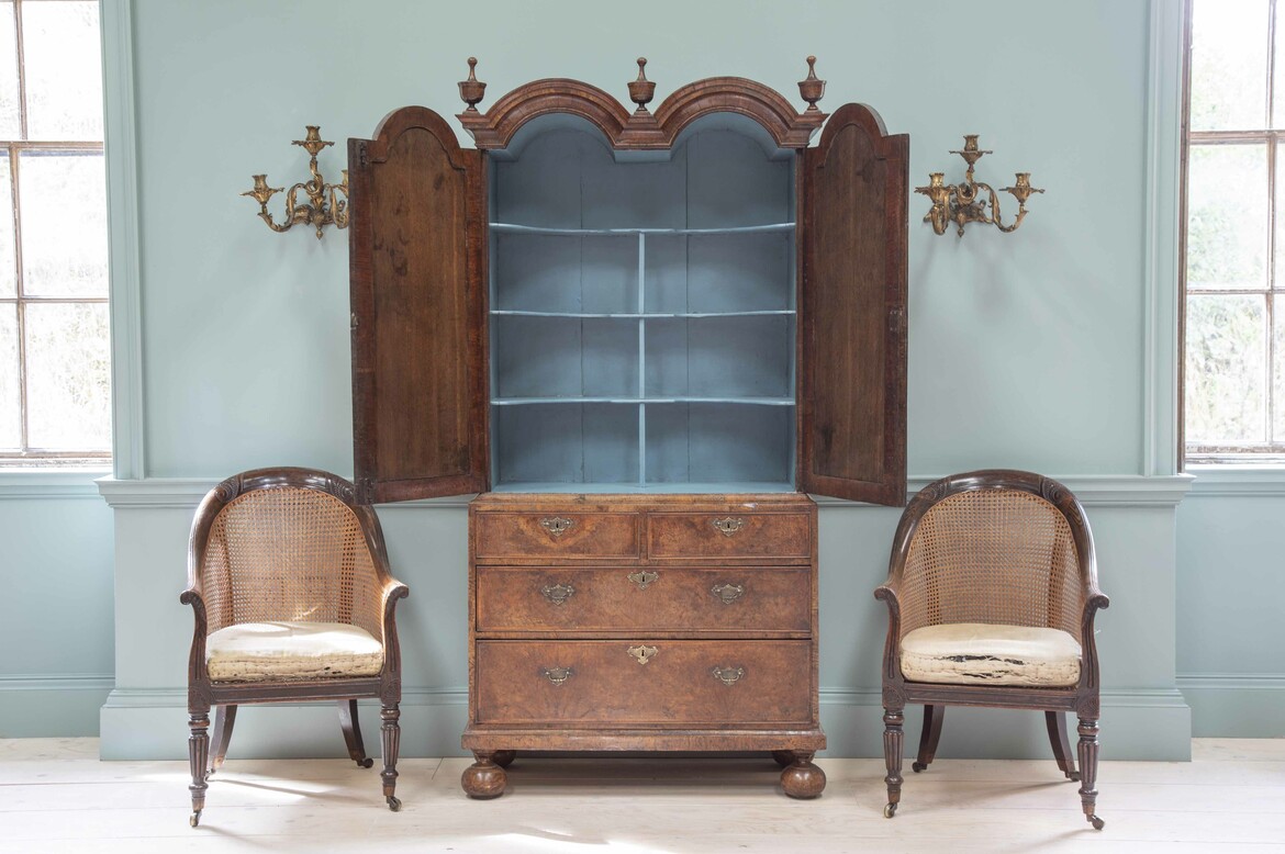 Max Rollitt antique walnut cabinet on chest
