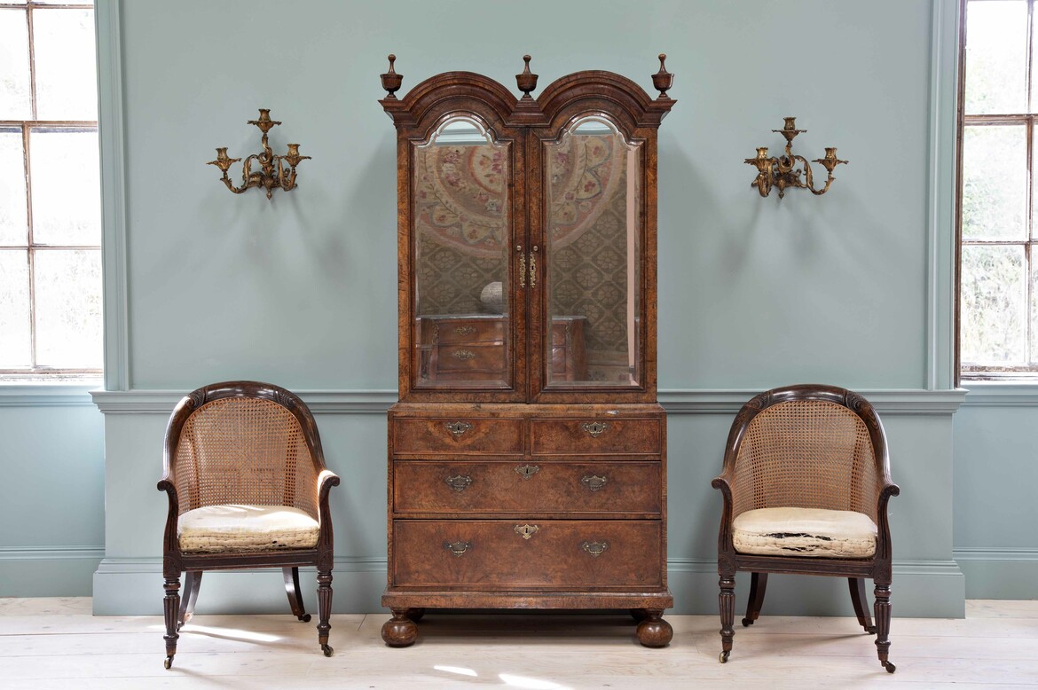 Max Rollitt antique walnut cabinet on chest
