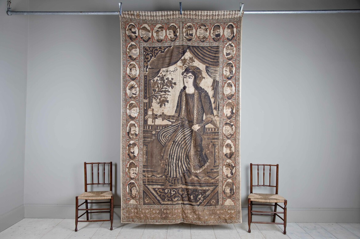 Max Rollitt antique hand-painted portrait kalamkari