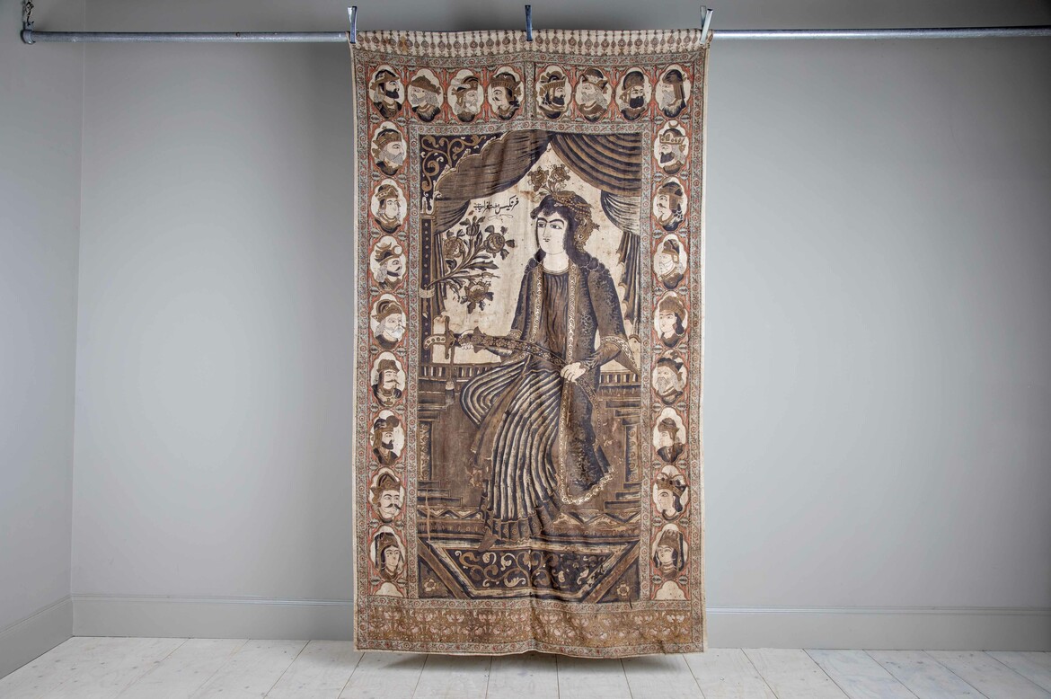 Max Rollitt antique hand-painted portrait kalamkari