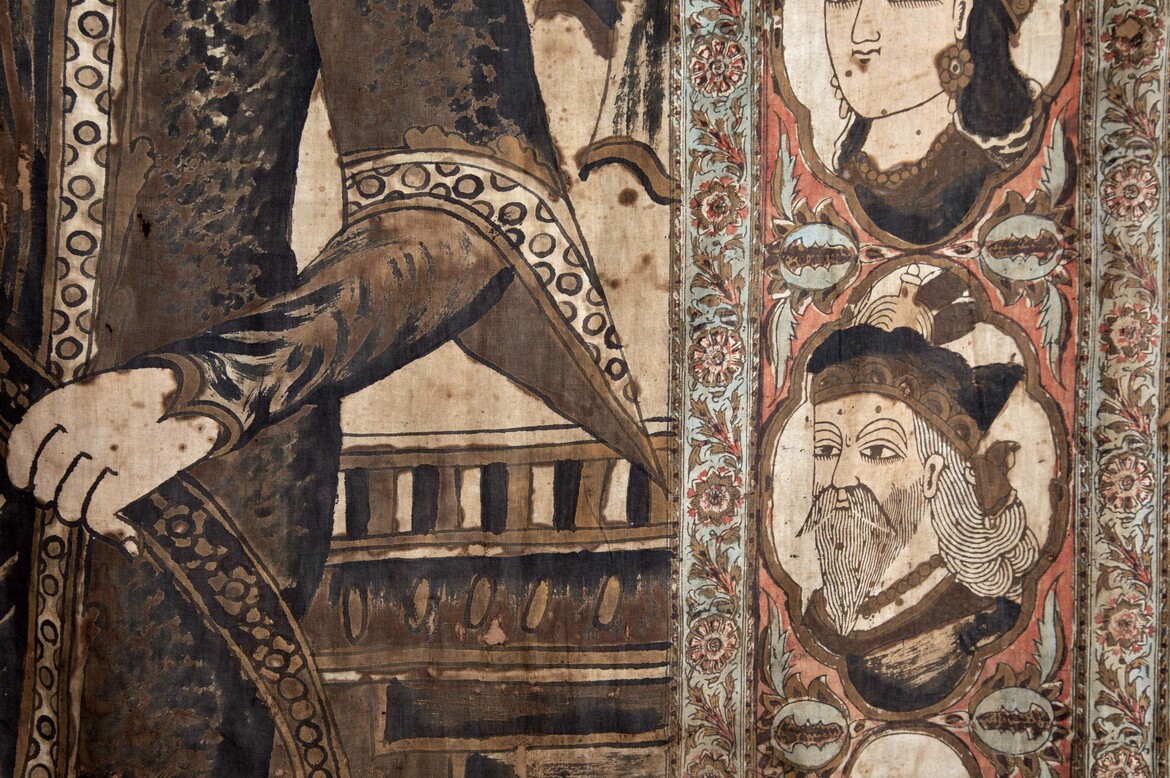 Max Rollitt antique hand-painted portrait kalamkari