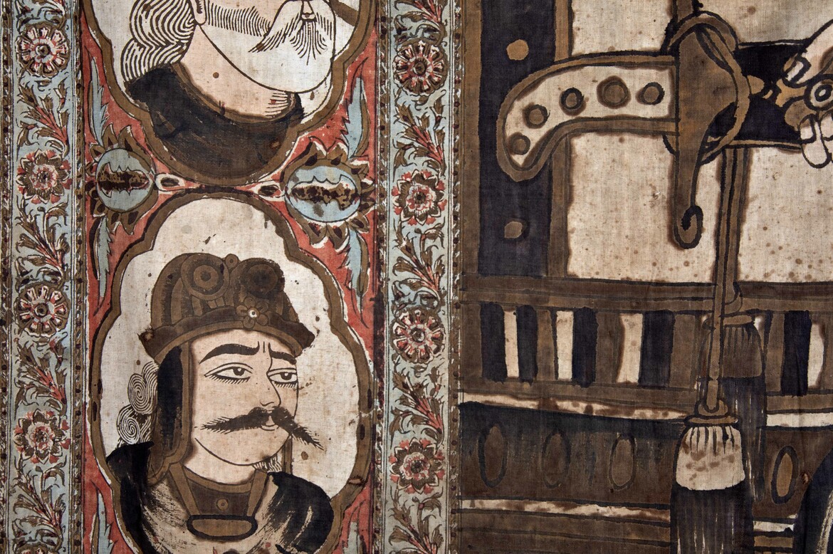 Max Rollitt antique hand-painted portrait kalamkari