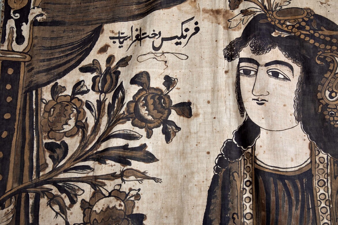 Max Rollitt antique hand-painted portrait kalamkari