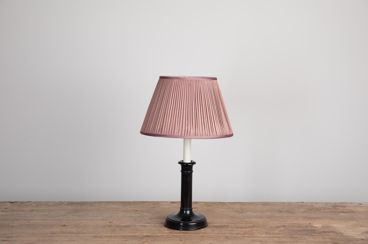 Max Rollitt Bespoke candlestick lamp with darcy malabar lampshade