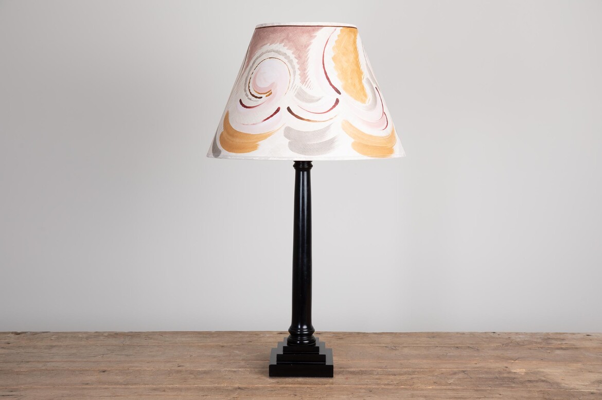 Max Rollitt Bespoke ebonised coloumn lamp with firle lampshade