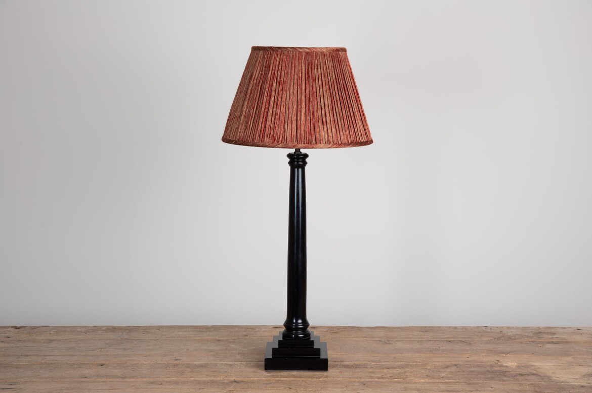 Max Rollitt Bespoke ebonised coloumn lamp with mercury lampshade