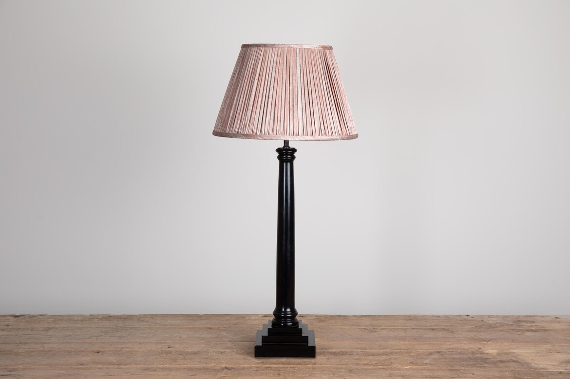 Max Rollitt Bespoke ebonised coloumn lamp with quartz lampshade