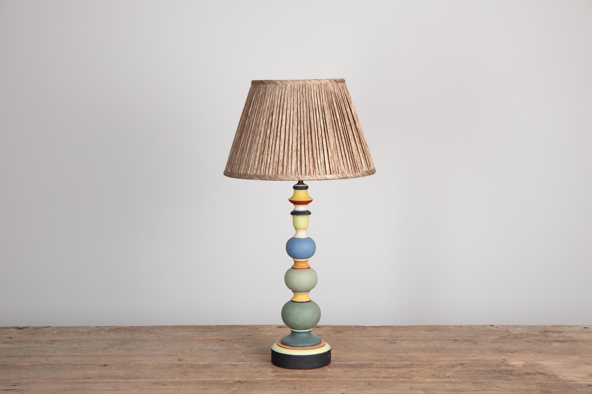 Max Rollitt Bespoke Spring Bloomsbury lamp with afara lampshade
