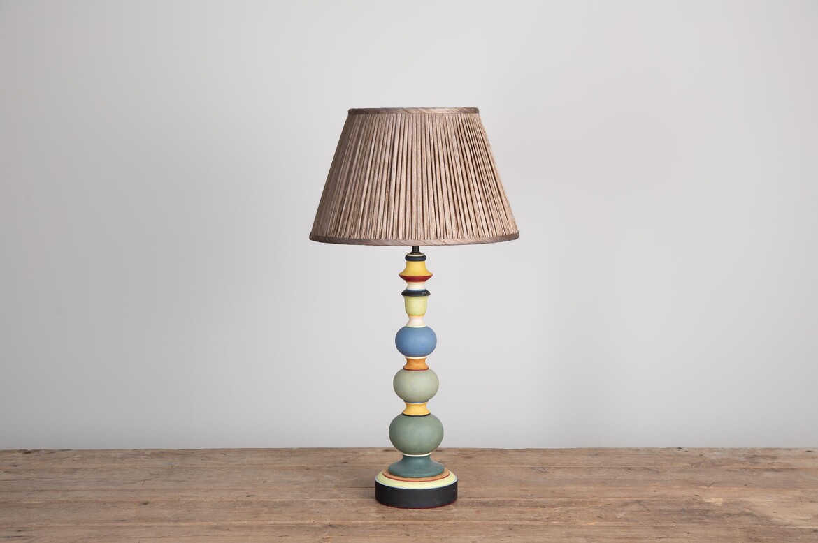 Max Rollitt Bespoke Spring Bloomsbury lamp with elhorn lampshade