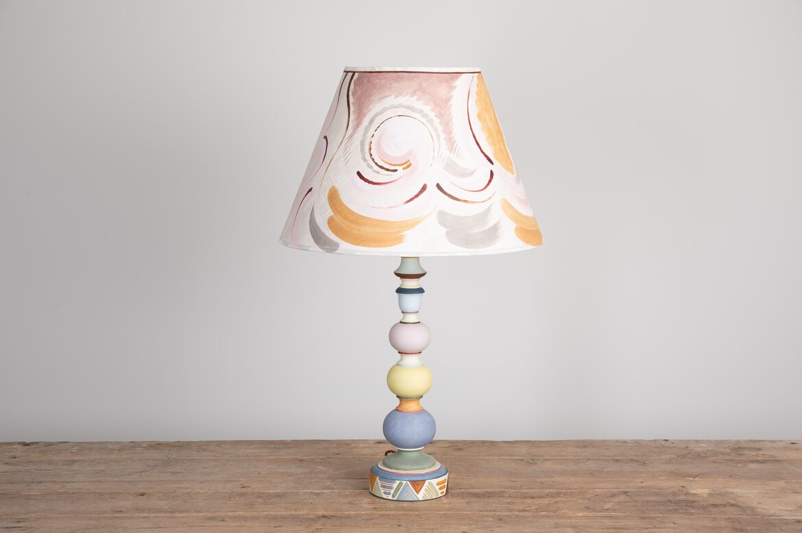 Max Rollitt Bespoke summer bloomsbury lamp with firle lampshade